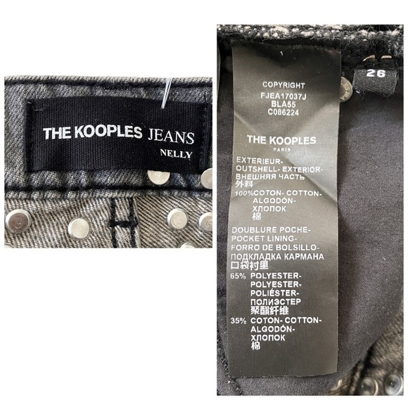NWT The Kooples Jeans Nelly Studded Gray Low Rise Jeans, Size 26 - Picture 12 of 14